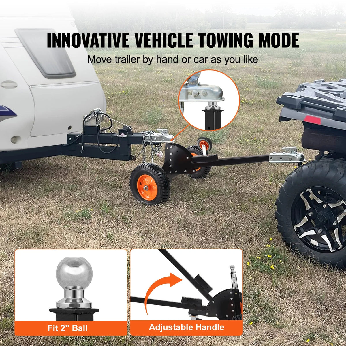Adjustable Trailer Dolly with 2'' Ball & 16'' Pneumatic Tires U814