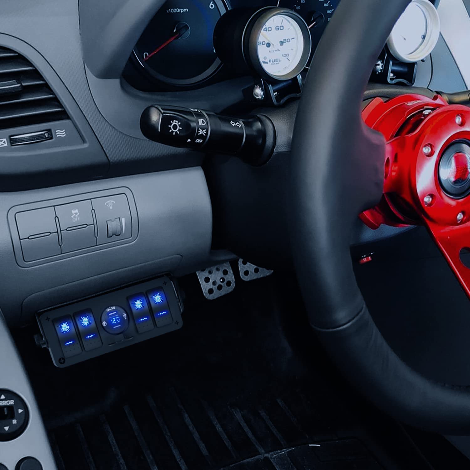 4 Gang Rocker Switch Panel 12V SPST ON Off Switch USB Charger Voltmeter Waterproof Aluminum E868