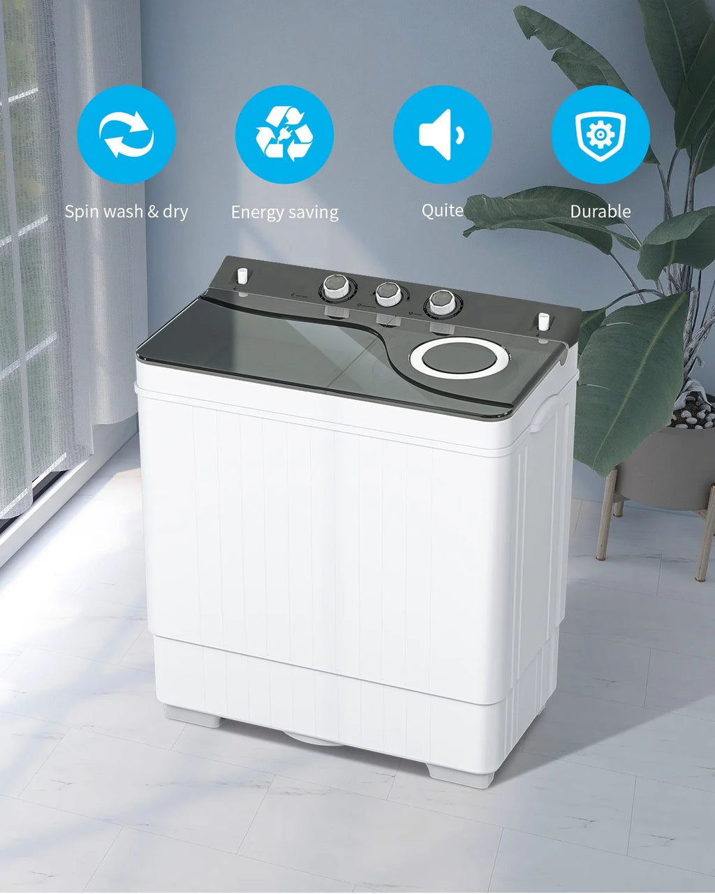 White & Grey Semi-automatic Twin Tub Washing Machine X167