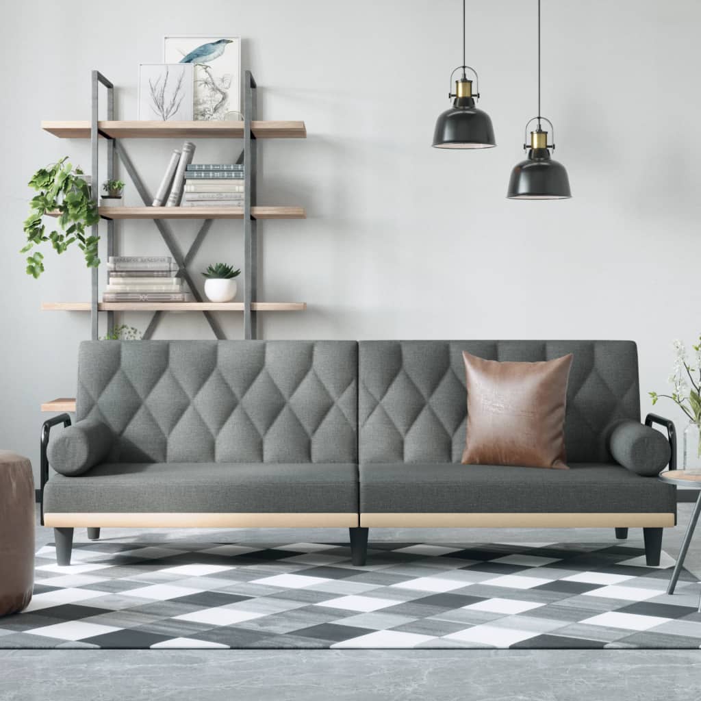Dark Gray Fabric Sofa Bed with Armrests T941