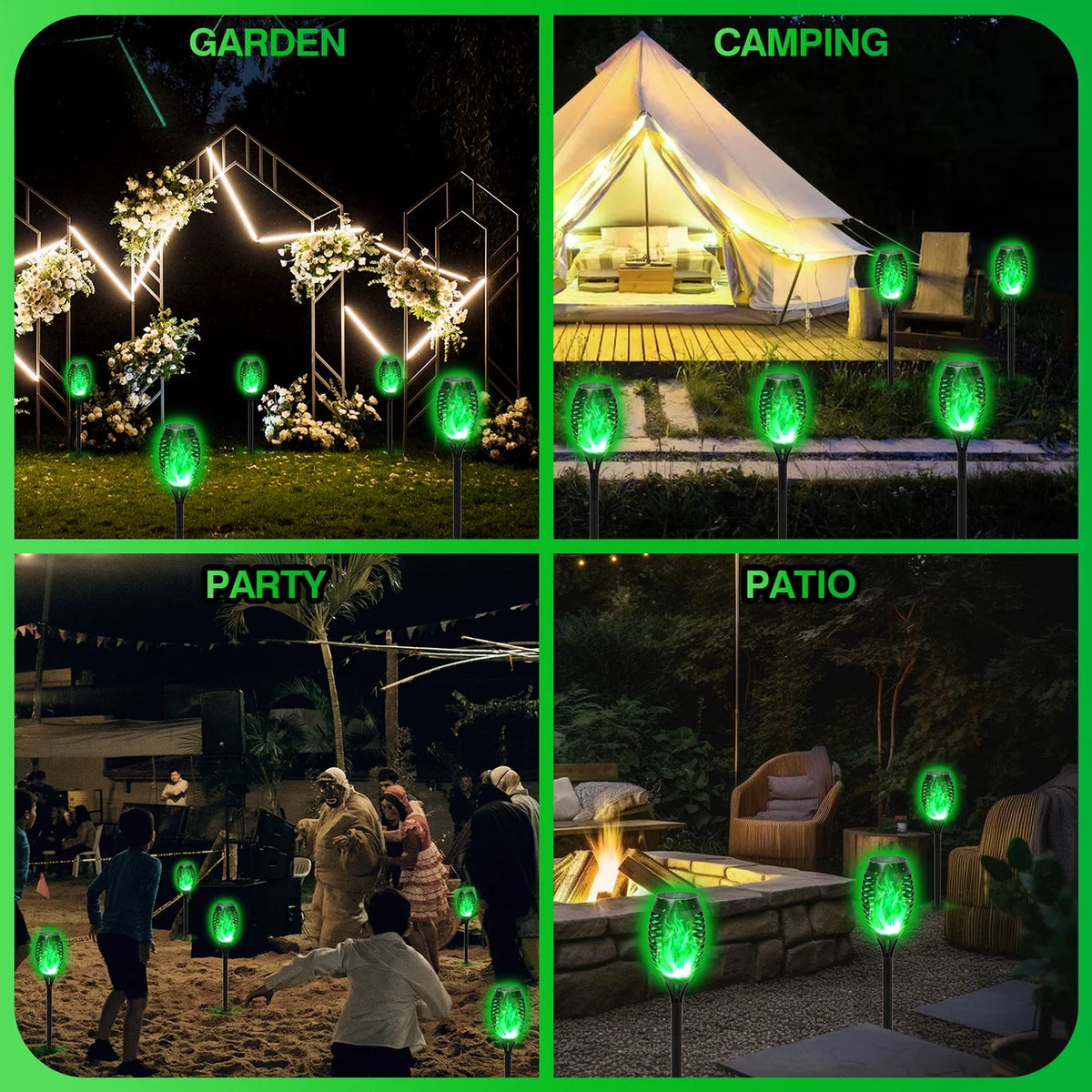 6-Pack Solar Waterproof Tiki Torch Lights P649615
