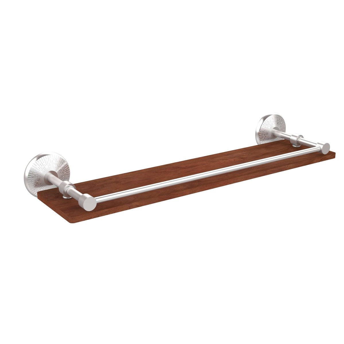 22 in. Solid Ironwood Shelf with Gallery Rail Satin Chrome H90988