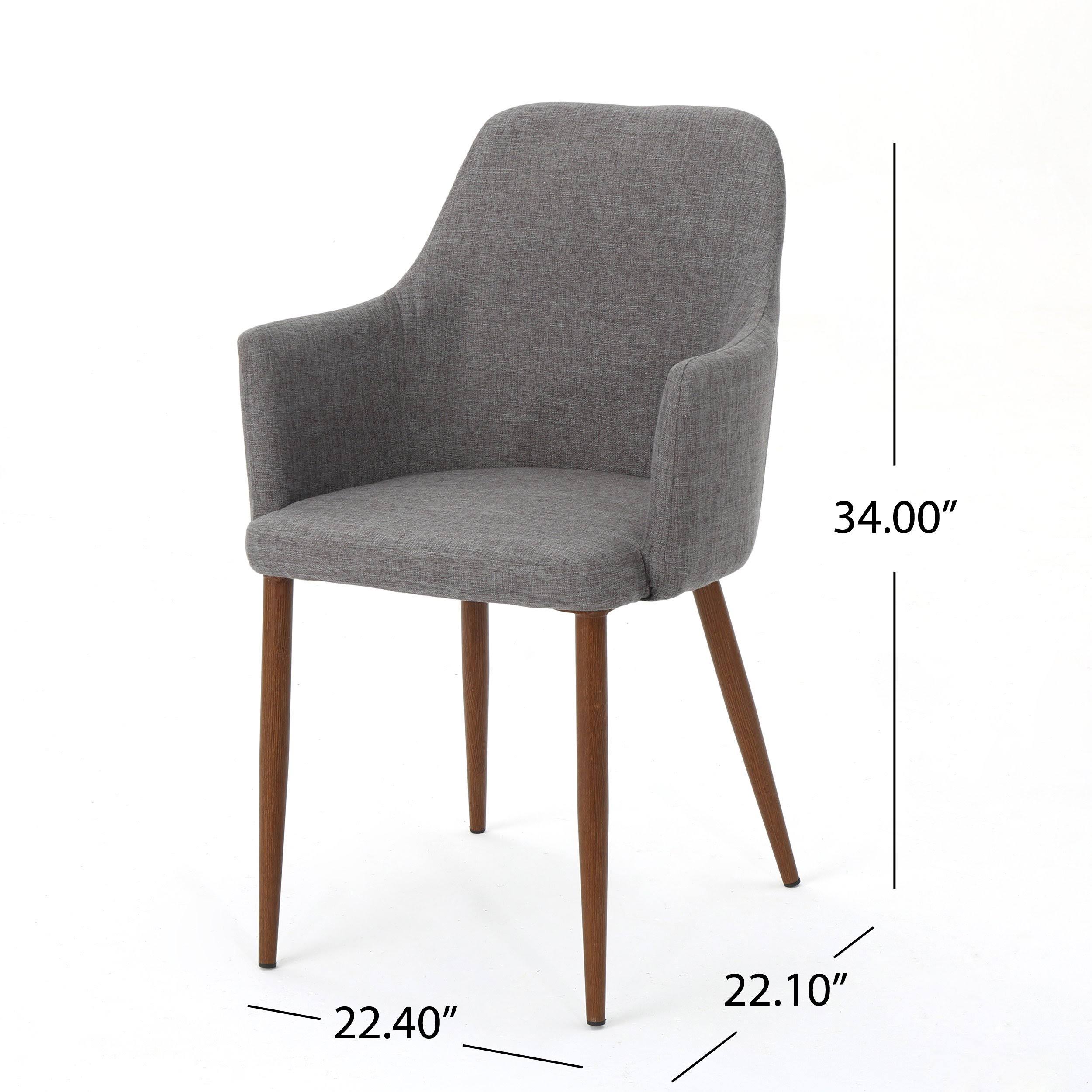 Muted Orange Fabric Dining Chair with Light Brown Wood Finished Metal Legs, Set of 2 H2949
