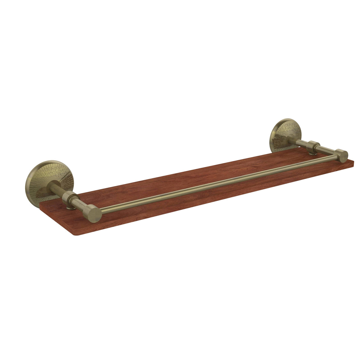 22 in. Solid Ironwood Shelf with Gallery Rail Satin Chrome H90988