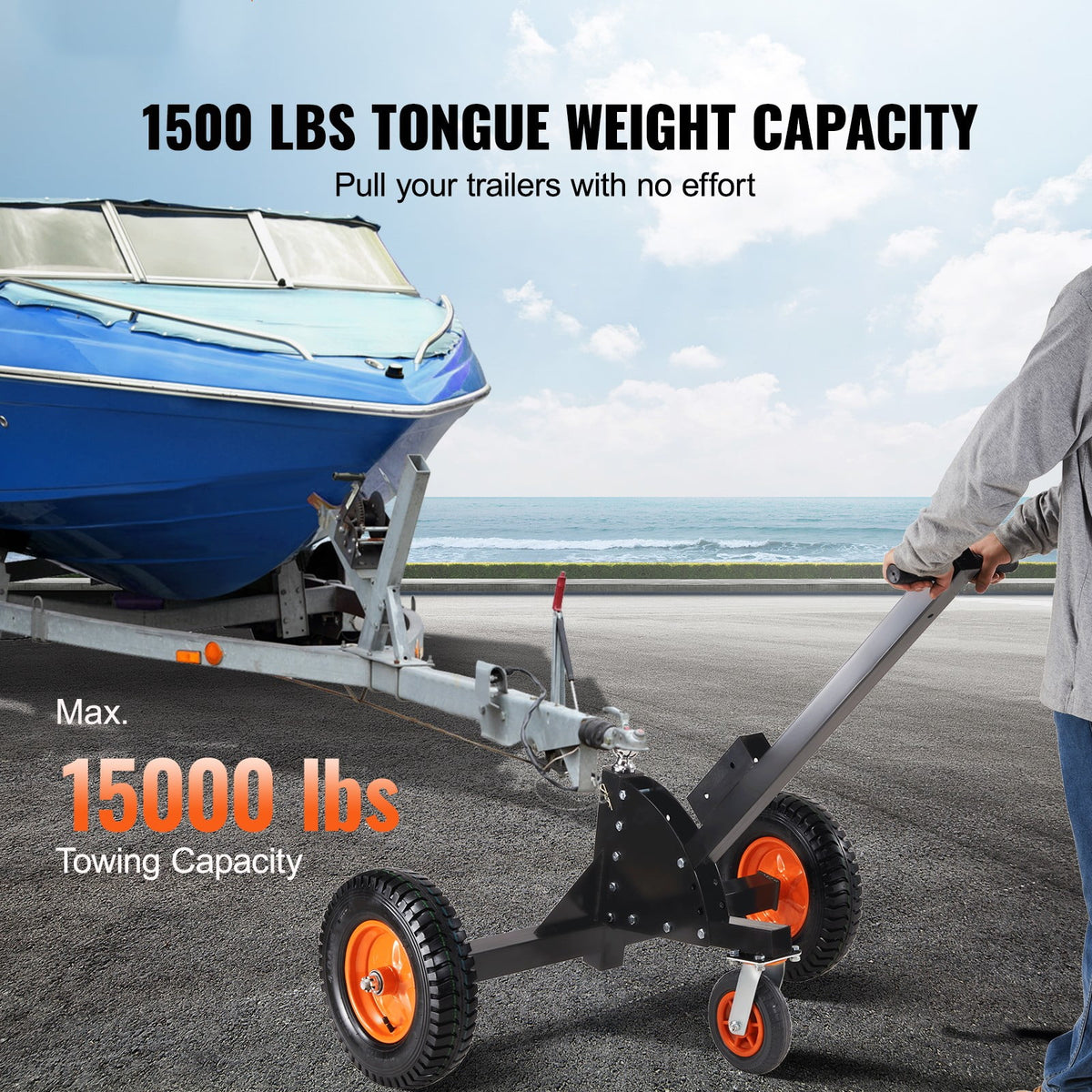Adjustable Trailer Dolly with 2'' Ball & 16'' Pneumatic Tires U814
