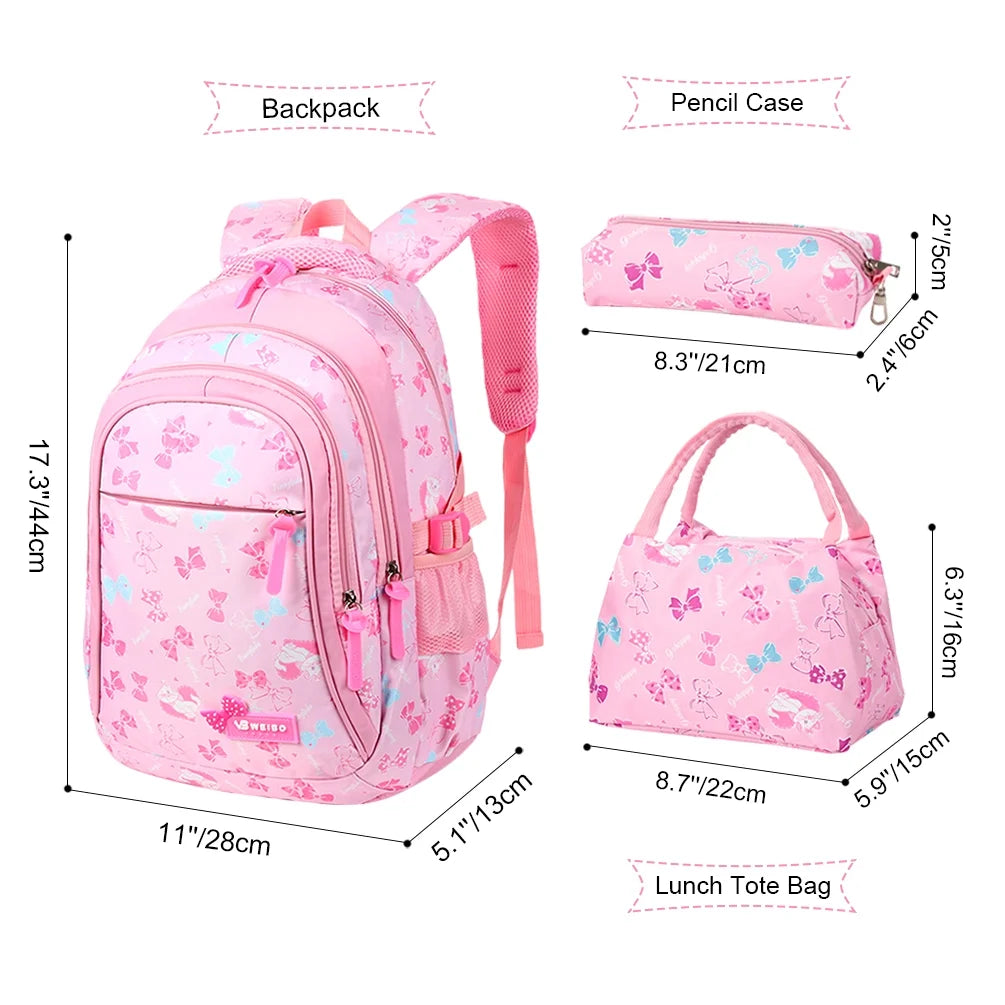 Pink School Backpack with Lunch Bag and Pencil Case Q74826