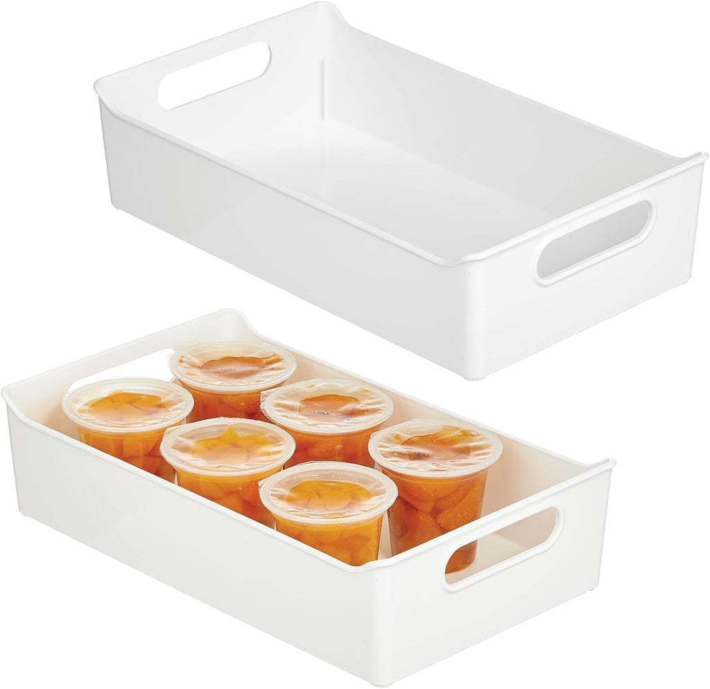 White 2 Pack Plastic Kitchen Storage Container Bins with Handles O731994