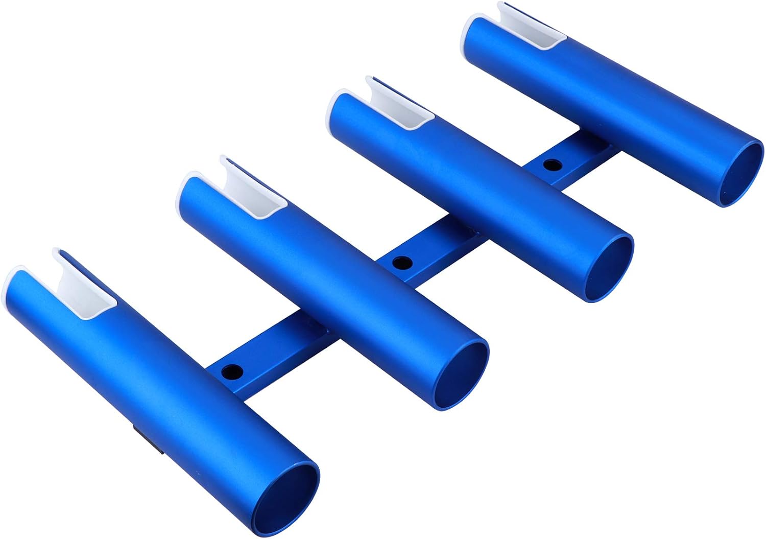 Blue Aluminium Fishing Rod Holder 4 Linked Tubes Wall-Mounted Rod Rack X767
