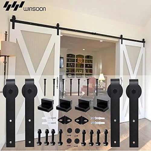 Black Surface Sliding Barn Door Hardware Kit V185